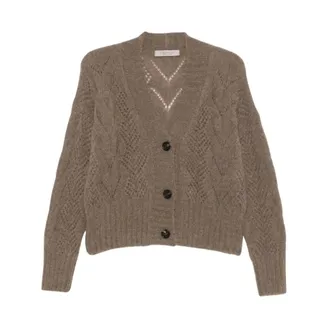 D.exterior Cardigan in Lana dAlpaca con Scollo a V - - Knitwear - Donna - Marrone - M