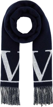 Valentino Garavani Midnight Blue Wool Blend Scarf