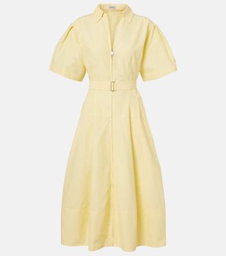 SIMKHAI Belted cotton-blend shirt dress