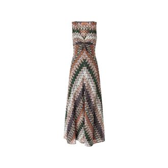 Missoni Maxi Dresses, female, Multicolor, Size: S V Neck Sleeveless Long Dress
