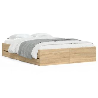 Berkfield Home Bed Frame w/Drawers Frame Sonoma Oak 120x190 cm Small Double in Light Tan