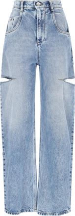 Maison Margiela Blue Cut-Out Distressed Jeans