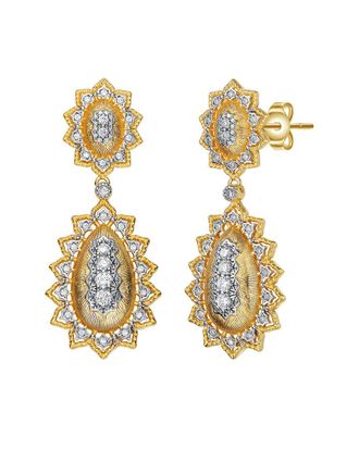 Rachel Glauber Two-Tone Plated Cz Dangle Earrings
