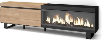 Skraut Home Skraut Home - Mueble Tv, Televisi&oacute;n, Muebles De Sal&oacute;n, Almacenaje, 210, Para Tv Hasta 80, Chimenea El&eacute;ctrica Xxl, Dise&ntilde;o Industrial, Estilo Moderno, R