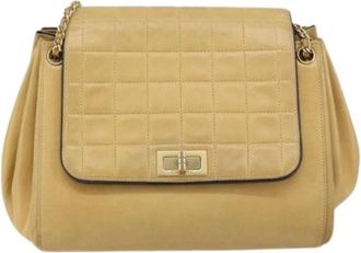 Chanel Pre-owned Shoulder Bags, female, Beige, Size: ONE SIZE Pre-owned Chocolate bar accordion reissue flap bag