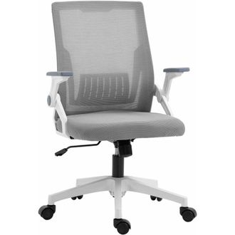 Vinsetto Vinsetto Mesh Office Chair with Lumbar Support, Flip-up Arm, Wheels, Grey