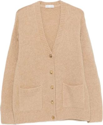 Dries Van Noten V-hals vest - Dames - Truien - Beige - Maat: M Zijde