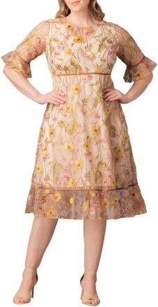 Kiyonna Wildflower Embroidered Dress in Sunkissed Garden at Nordstrom, Size 0X