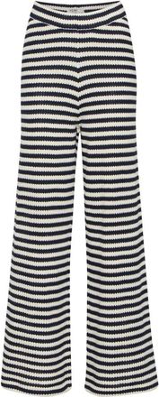 Ichi Gestreepte Straight Leg Broek Total Eclipse - Dames - Wijde Broeken - Zwart - 2XL - Broeken