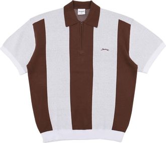 Students Umpire Stripe Half Zip Polo in Brown at Nordstrom, Size Medium