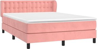 vidaXL Cama Box Spring Con Colch&oacute;n Terciopelo Rosa 140x200 Cm Vidaxl