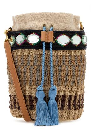 Valentino Garavani Natural/Black VLogo Small Bucket Bag