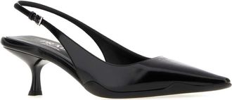 Prada Womens Black Leather Pumps Nero Scarpe Con Tacco High Heel Shoes