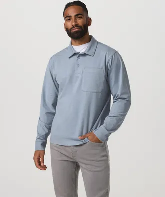 Vuori Clothing Long Sleeve Coronado Rugby | Blue Dusk Heather | Medium