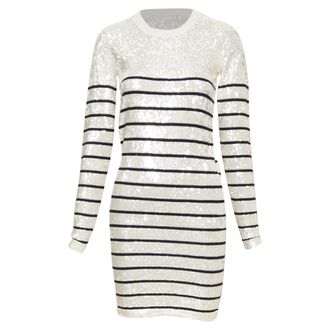 Markus Lupfer striped sequinned knit dress