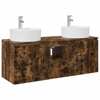 vidaXL Set Di Armadi Da Bagno 3 Pz Rovere Fumo 49,5 X 44,5 X 65 Cm Vidaxl