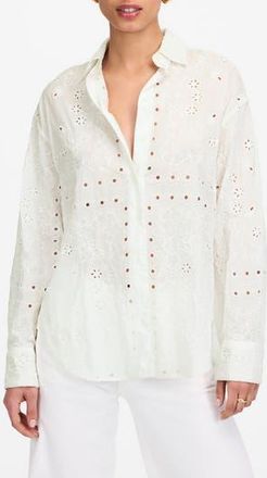 Madewell Eyelet Oversize Button-Up Shirt in White at Nordstrom Rack, Size Xx-Large