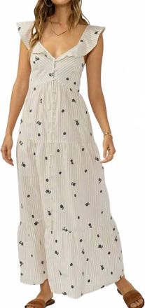 Lovestitch The Petal Thread Tiered Maxi Dress In Natural/grey