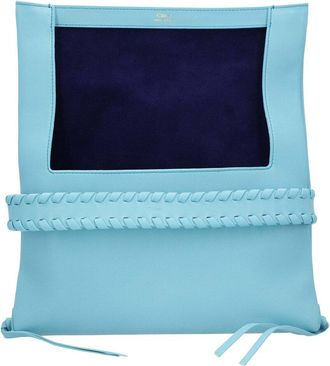 Chlo&eacute; Blue Leather Mony Clutch Bag Blue, Never Carried (Authentic Pre-Loved)