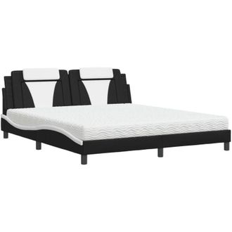 vidaXL Cama Con Colch&oacute;n Cuero Sint&eacute;tico Negro Y Blanco 180x200 Cm Vidaxl