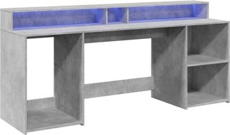 vidaXL Vidaxl - Desk with led Lights Concrete Grey 200x55x91 cm Engineered Wood
