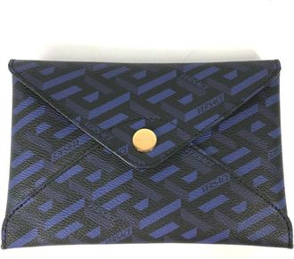 Versace blue Leather Clutch Bag Pouch (Pre-Owned)