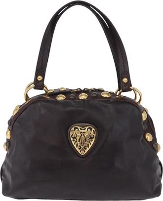 Gucci Babouska Heart Dome Satchel Leather Black Leather Handbag (Pre-Owned)