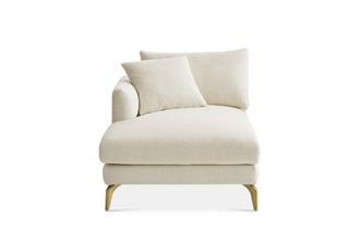 Castlery Lena Chaise Left Facing Sofa, Cream, Brass Legs, Spill-Resistant, Removable Covers for Women