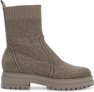 Gianvito Rossi Panelen Enkellaarsjes met Geribbelde Details - Dames - Enkellaarsjes - Beige - 38 1/2 EU - Schoenen