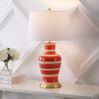 Jonathan Y Designs Julian 29 Traditional Classic Ceramic Urn LED Table Lamp in Red/beige at Nordstrom