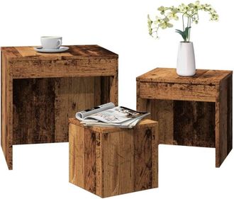 vidaXL Vidaxl - Tavolini Impilabili 3 pz Legno Antico in Legno Multistrato