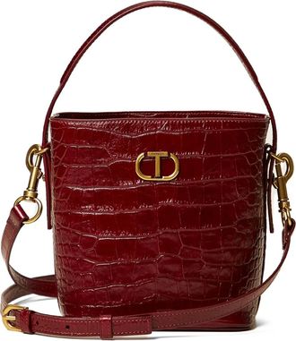 Twin-Set crocodile-effect bucket bag - Red