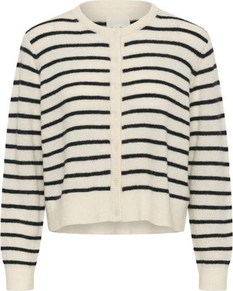 Part Two Gestreepte Vest Eggnog/Navy - Dames - Vesten - Beige - XS - Truien & Vesten