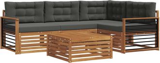 vidaXL Conjunto De Sof&aacute;s De Exterior 5 Uds. Natural Y Antracita Vidaxl