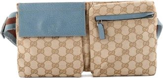 Gucci Vintage Double GG Canvas with Leather belt bag - Blue