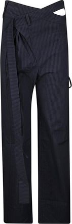 Ottolinger Pinstripe Wrap Pants With Hidden Front Closure