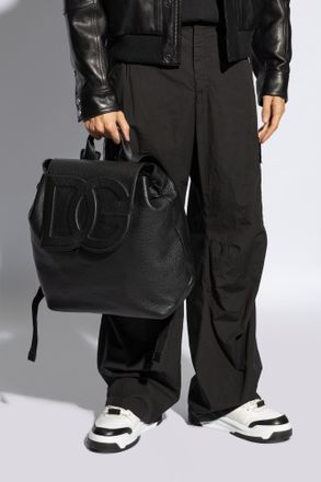Dolce & Gabbana Leather Backpack, Mens, Black
