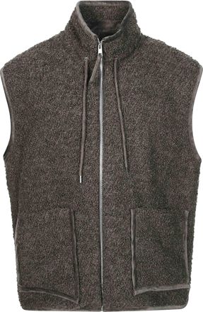 Amaranto Orsetto Textured Plush Fleece High-Collar Vest