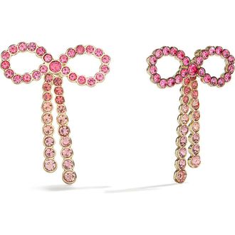 BaubleBar Georgia Crystal Bow Earrings in Pink/Gold at Nordstrom