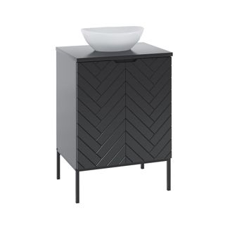 Petits Meubles Mueble lavabo 2 puertas sobre patas estratificado Negro
