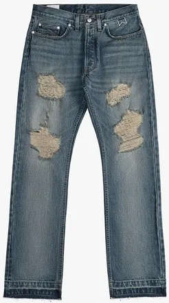 Rhude MenS Blue Distressed Denim Trousers, Size 28