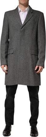 Dolce & Gabbana Gray Single Breasted Men Trench Coat Jacket Grey Pl+wo Clothing
