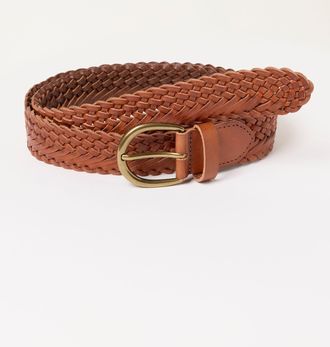 Fat Face FatFace Tan Brown Woven Leather Belt