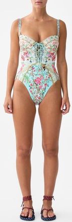 Camilla Lace Up Underwire Moulded Cup One Piece in Sultans And Queens at Nordstrom, Size Medium Au