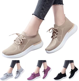 Generic Womens Low Top Mesh Sneakers, Womens Mesh Wedge Sneakers, Fashion and Breathable Trainers Leisure Slip-On Trainers Minimalist Solid Colours Orthopaedi