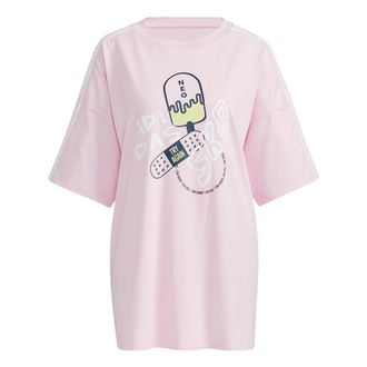 adidas (WMNS) adidas neo May Tee 3 Cartoon Printing Loose Sports Short Sleeve Pink H61997