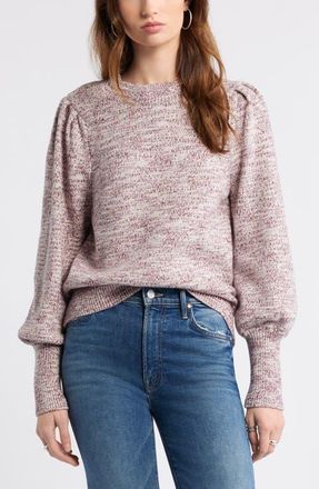 Treasure & Bond Marl Balloon Sleeve Crewneck Sweater in Red Grape Heather at Nordstrom, Size Xx-Small