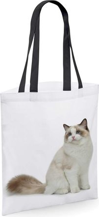 Bang Tidy Clothing Cat Ragdoll Gifts for Cat Lovers Owners - Reusable Shopper Shoulder Tote Bags with Cats on - White