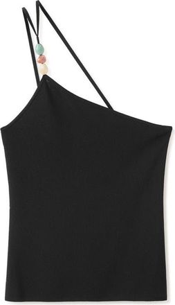Mango Asymmetric Knit Top in Black at Nordstrom, Size Large