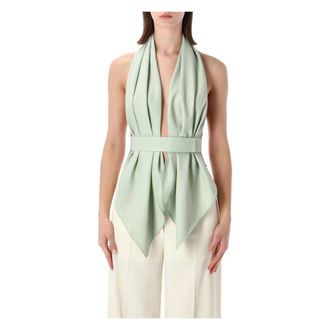 Alberta Ferretti Alberta Ferretti, Sleeveless Tops, female, Green, Size: S Top Gilet